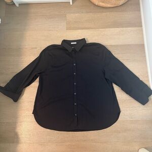 Chicos No-Iron Chic Stretch Black Button-Up Shirt size 3.5 / US 18